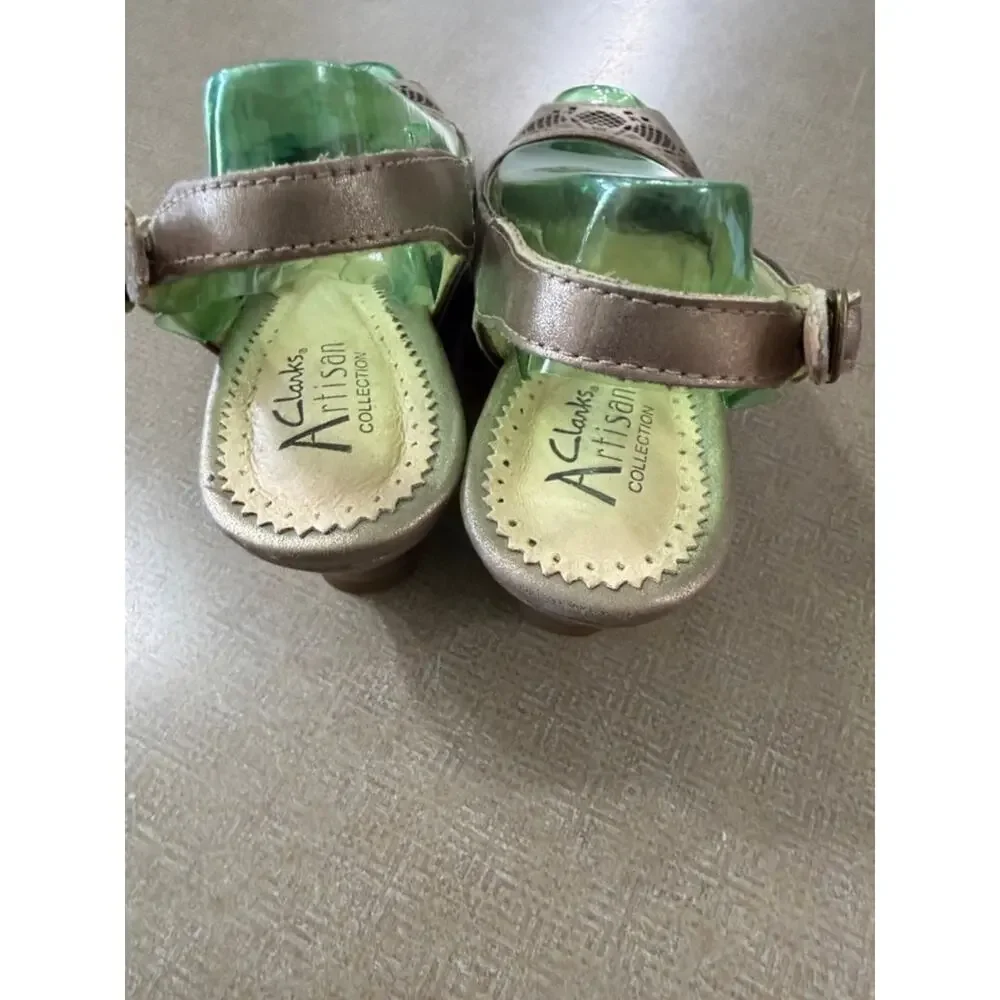 Clarks Artisan Collection peep toe leather sling back heels women's size 6